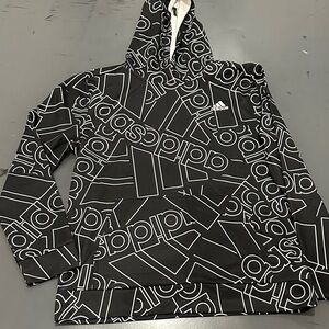 Adidas Youth Black and White Graphic Hoodie